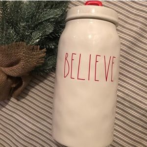 Rae Dunn Believe Canister